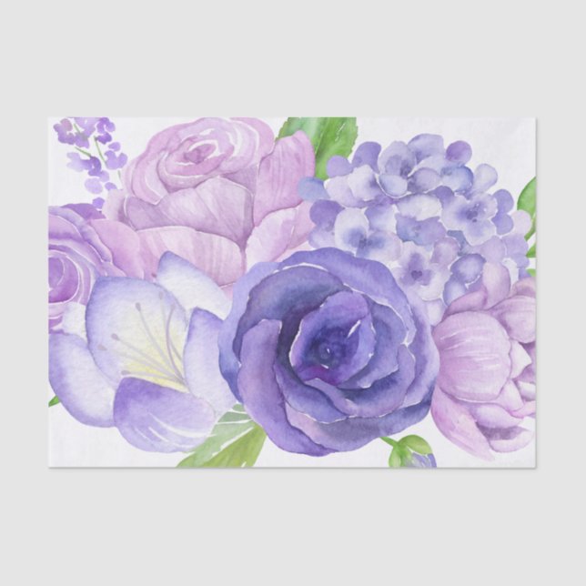 Papel De Seda Floral acuática ultravioleta (Anverso)