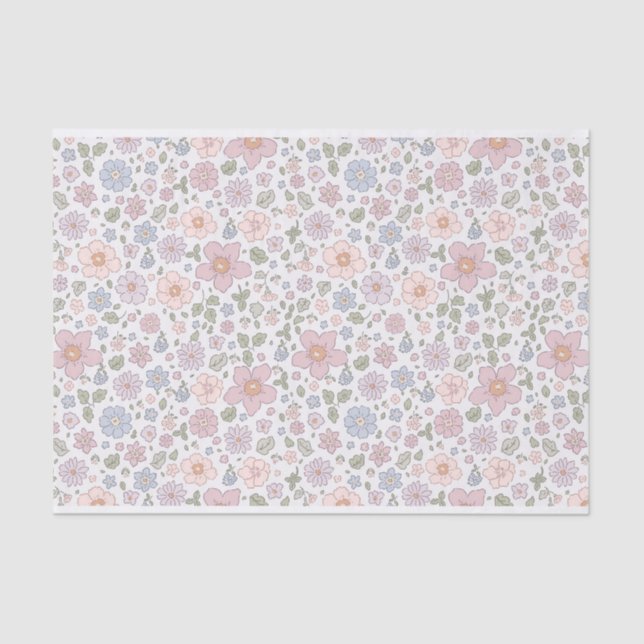 Papel de seda floral alegre – envoltorio de regalo (Anverso)