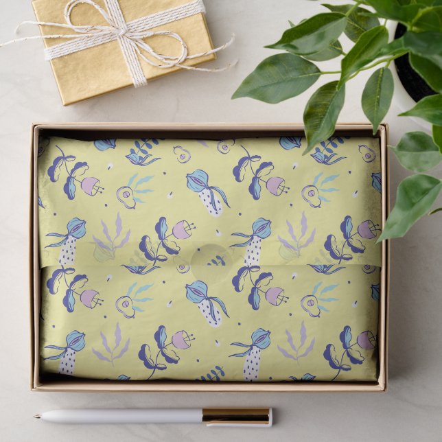 Papel de seda floral amarillo Descripción (Regalo )