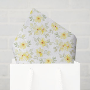 Papel de seda floral amarillo, flores decoupage
