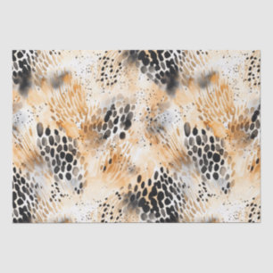 Papel De Seda Floral Animal Leopardo Crema Negro Salvaje