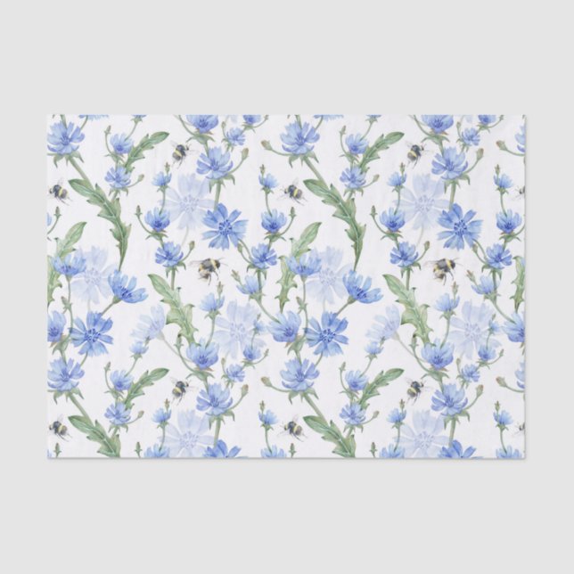 Papel de seda floral azul (Anverso)