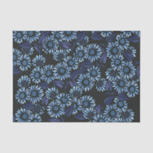 Papel De Seda Floral azul