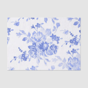 Papel De Seda Floral azul acuático