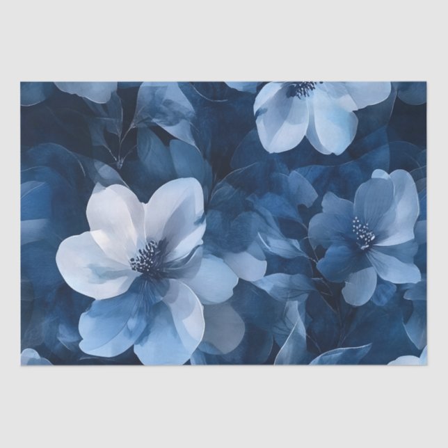Papel De Seda Floral azul asombroso (Anverso)