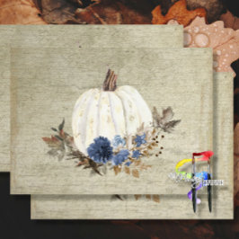 Papel De Seda Floral azul de calabaza azul de la marina de calab