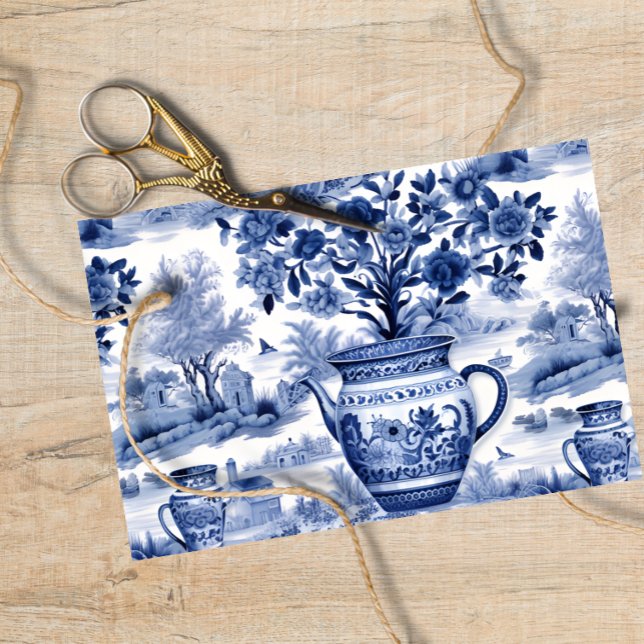 Papel De Seda Floral azul de descomposición ondulada (Subido por el creador)