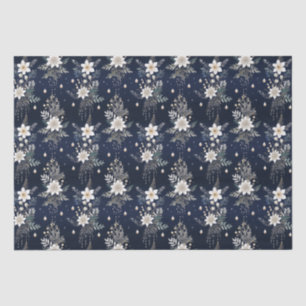 Papel De Seda Floral azul de la Marina Elegante