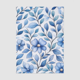 Papel de seda floral azul | Envoltura de regalo bo