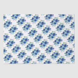 Papel De Seda Floral Azul Marino