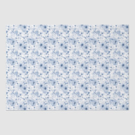 Papel de Seda Floral Azul Polvo