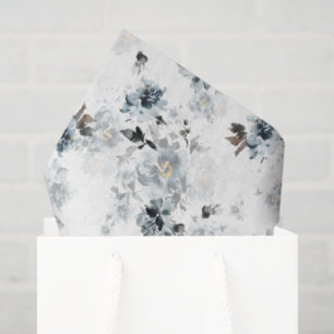 Papel de seda floral azul polvoriento