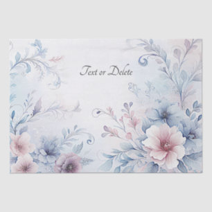 Papel de seda floral azul rosa acuarela