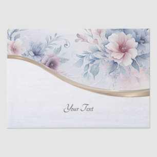 Papel de seda floral azul rosa acuarela