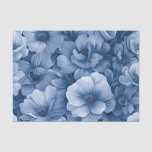 Papel De Seda Floral azul turbio