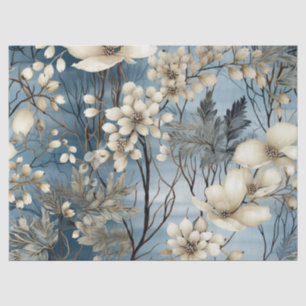 Papel De Seda Floral azul vintage Pastel Winter Inspirado en la