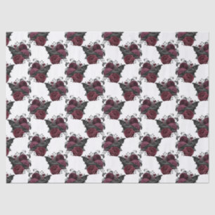 Papel De Seda Floral Black Raven en blanco Decoupage