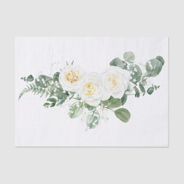 Papel De Seda Floral blanca rosa (Anverso)