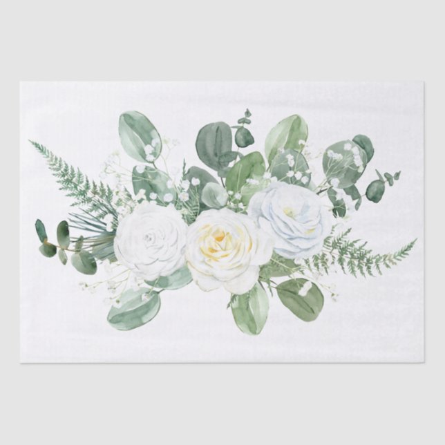 Papel De Seda Floral blanca rosa (Anverso)