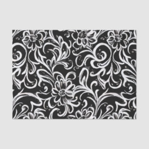 Papel De Seda Floral blanca y negra