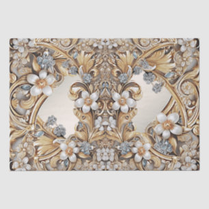 Papel de seda floral blanco dorado decorativo