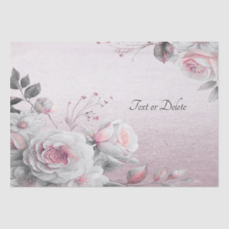 Papel de seda floral blanco rosa