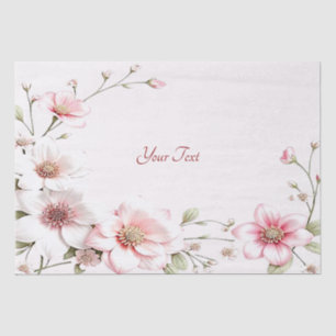 Papel de seda floral blanco rosa elegante