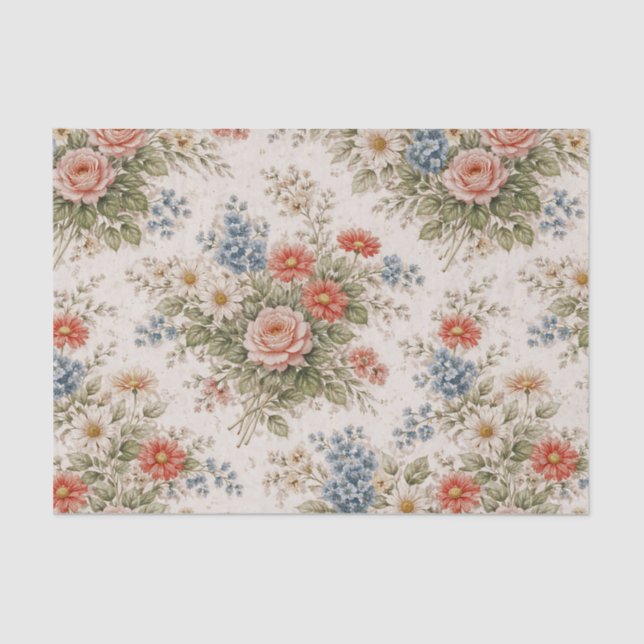 Papel De Seda Floral Blush Garden Heirloom Pattern (Anverso)