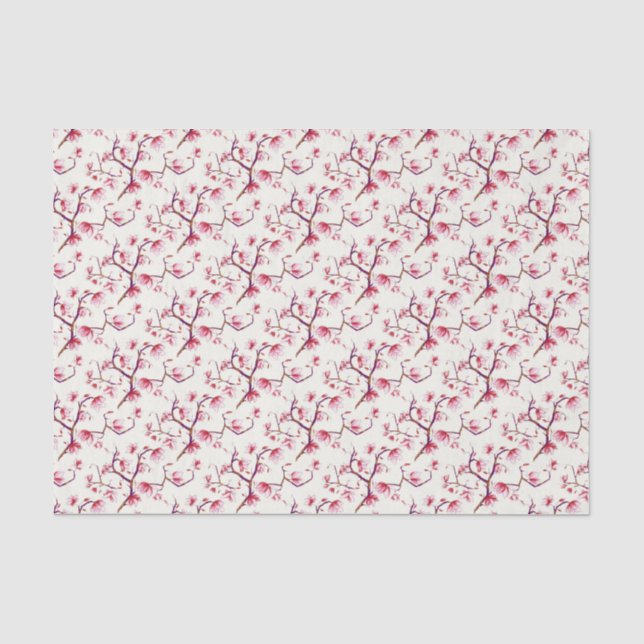Papel De Seda Floral bohemiana rusa de primavera rosada de Rubor (Anverso)