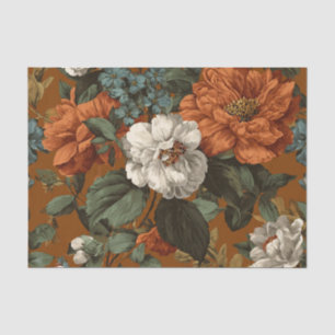 Papel De Seda Floral Boho Vintage Naranja Quemada Rústica