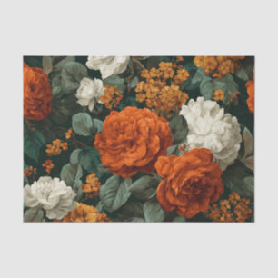 Papel De Seda Floral Boho Vintage Naranja Quemada Rústica