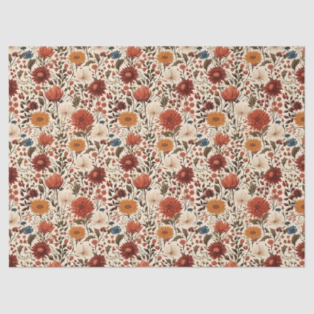 Papel De Seda Floral botánica de otoño moderna (Anverso)