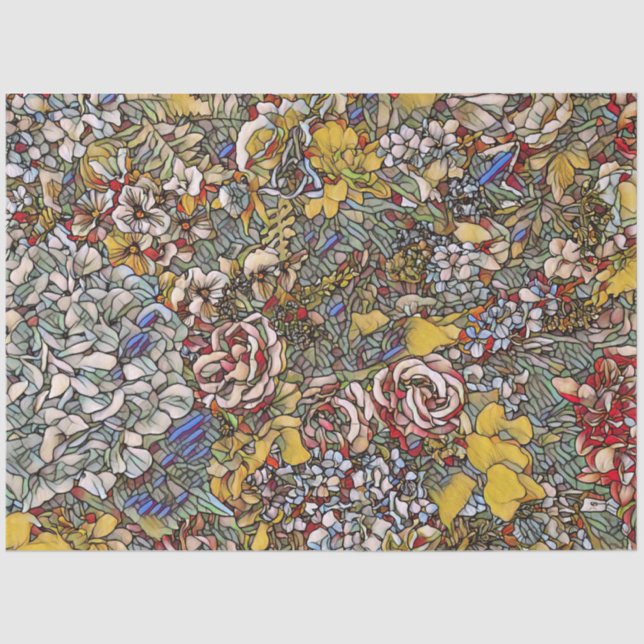 Papel De Seda Floral botánica de vidrio templado (Anverso)