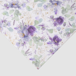 Papel De Seda Floral Botánico de Hoja de Oro Morado Pastel Delic