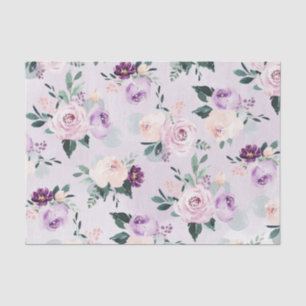 Papel De Seda Floral botánico morado acuarela floreado