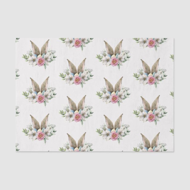 Papel De Seda Floral Bunny Ear & Eggs Pascua (Anverso)