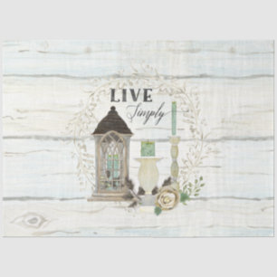 Papel De Seda Floral Caserío Lantern Cottage Wood Decoupage Ti