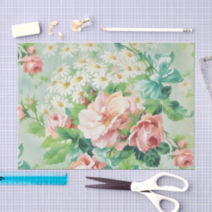 Papel de seda floral chic vintage