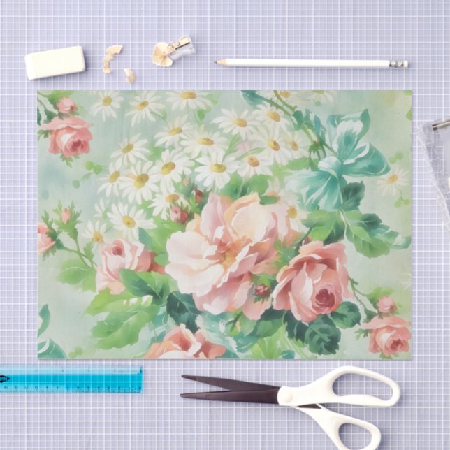 Papel de seda floral chic vintage (Artesanía)