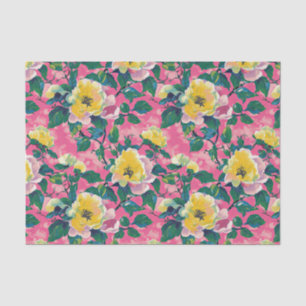 Papel De Seda Floral Chinoiserie rosa