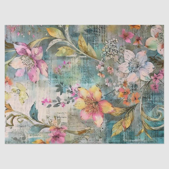 Papel De Seda Floral colorida (Anverso)
