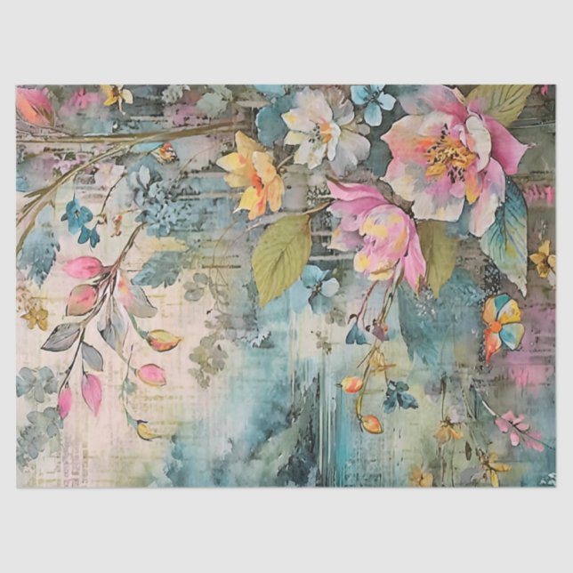 Papel De Seda Floral colorida (Anverso)