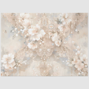 Papel de seda floral cremoso marfil para boda