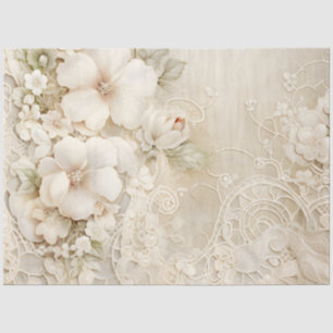 Papel de seda floral cremoso marfil para boda