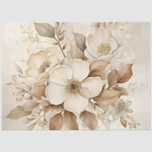 Papel de seda floral cremoso marfil para boda