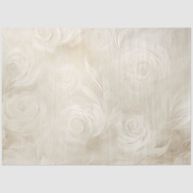 Papel de seda floral cremoso marfil para bodas (Anverso)