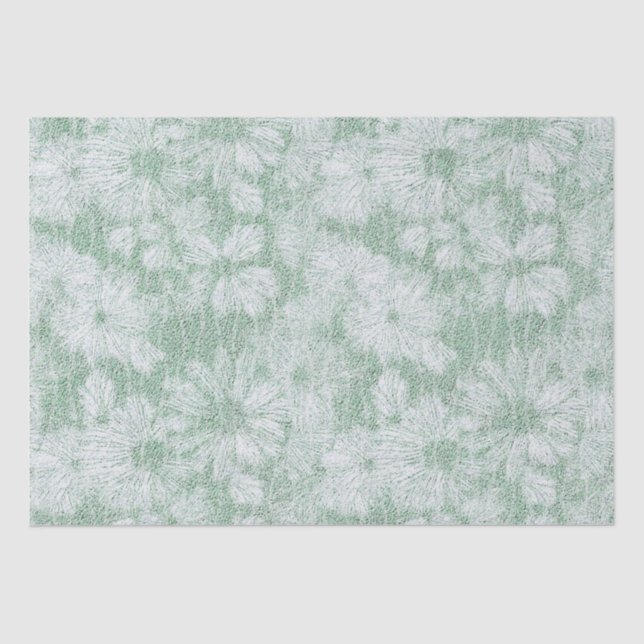 Papel De Seda Floral Daisy Velvety Mint Green (Anverso)