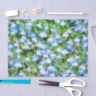 Papel de seda floral de acuarela azul
