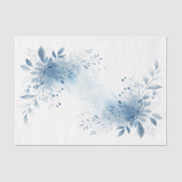 Papel de seda floral de acuarela azul elegante
