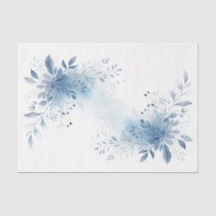 Papel de seda floral de acuarela azul elegante